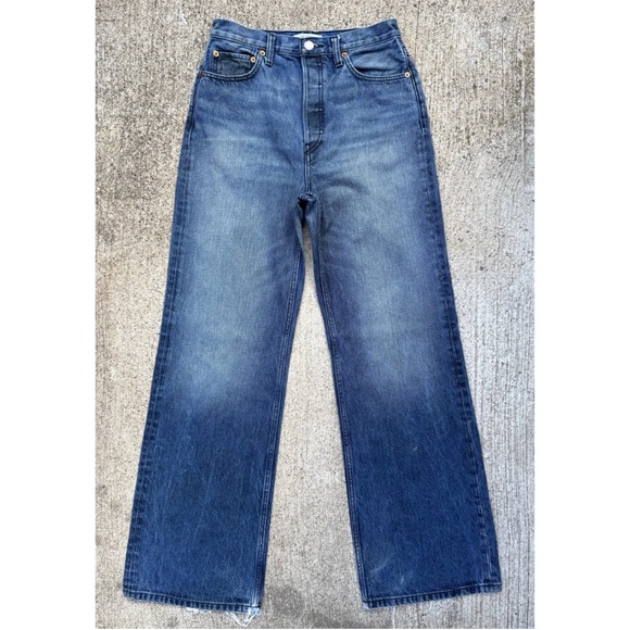 RE/DONE High Rise Wide Leg Button Fly Jeans - Picture 1 of 8